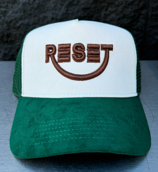 RESET Green/White Velvet Trucker Hat