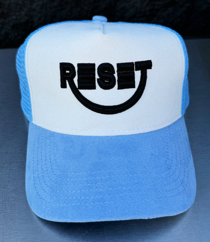 RESET Sky Blue/White Velvet Trucker Hat