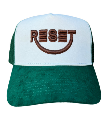 RESET Green/White Velvet Trucker Hat