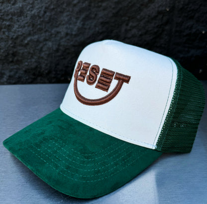 RESET Green/White Velvet Trucker Hat